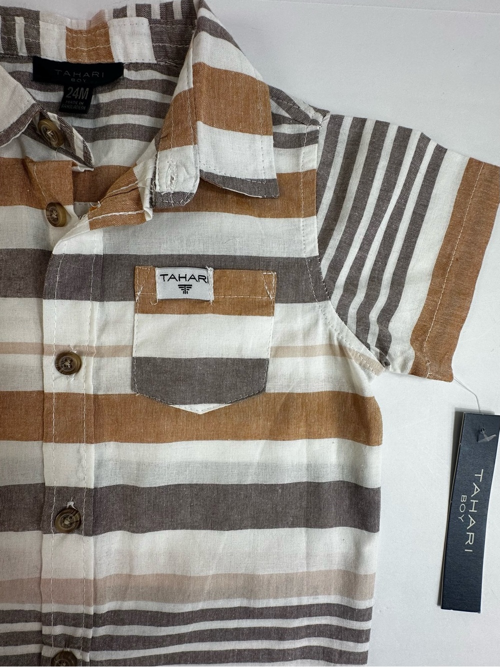 Tahari Boy Cotton Short Sleeve Button Down. 24 Months. Beach summer NWT